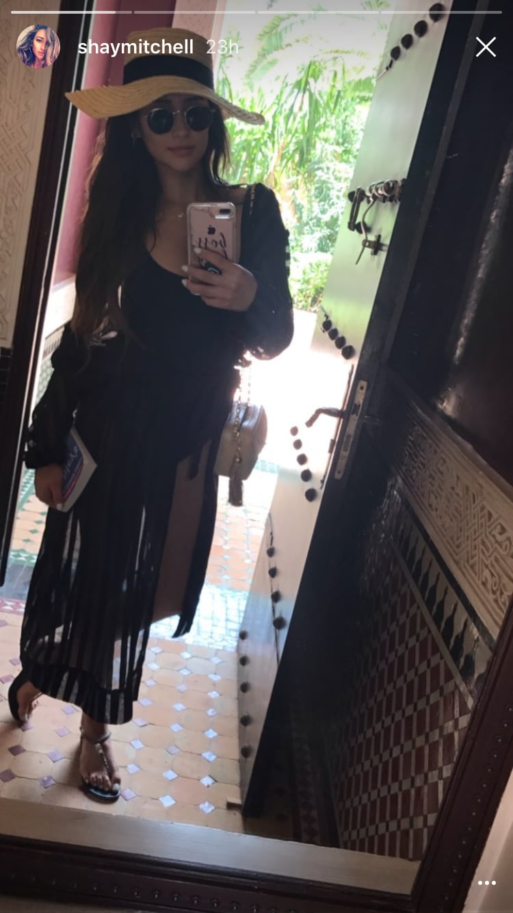 Shay Mitchell Styled a Black 1-Piece With a Sheer Robe