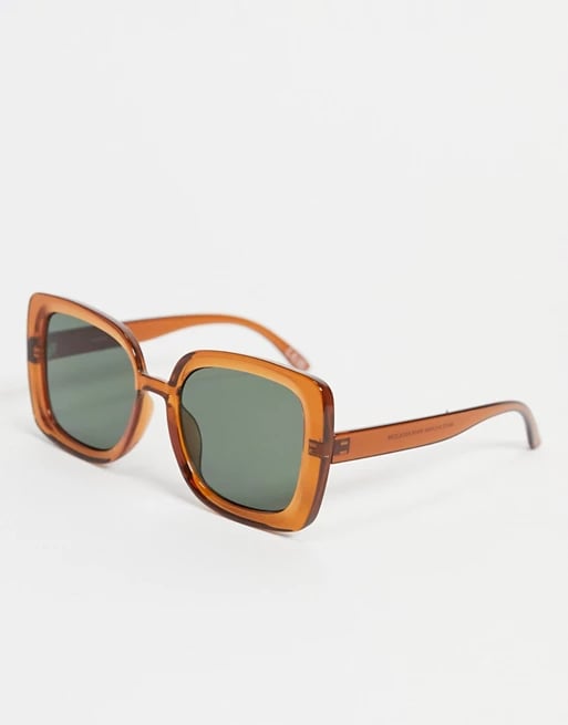 ASOS Design '70s Oversize Bevelled Square Sunglasses in Crystal Brown