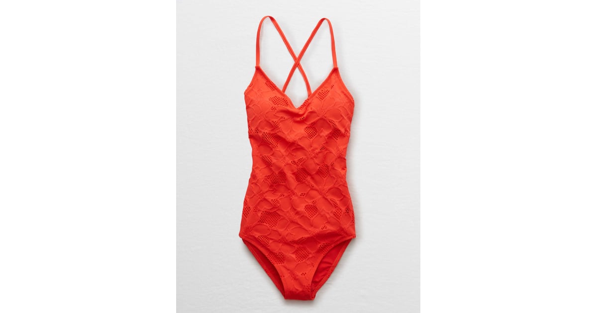 Aerie Jacquard Strappy Back One Piece Swimsuit | Aerie One ...