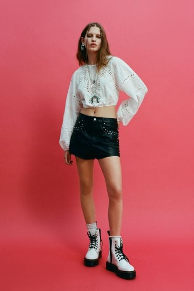 BDG Cove Studded Faux Leather Shorts