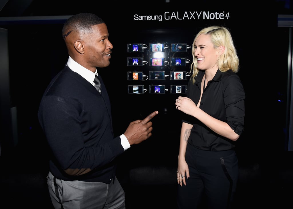 Jamie Foxx made Rumer Willis laugh at an event for the Samsung Galaxy Note 4 in LA on Thursday.