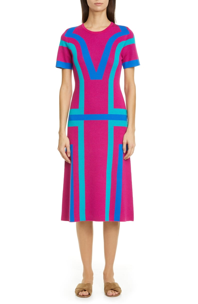 Victor Glemaud Geo Pattern Wool Midi Dress