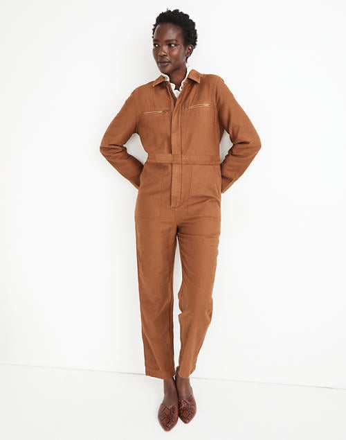 Zip-Pocket Coverall Jumpsuit