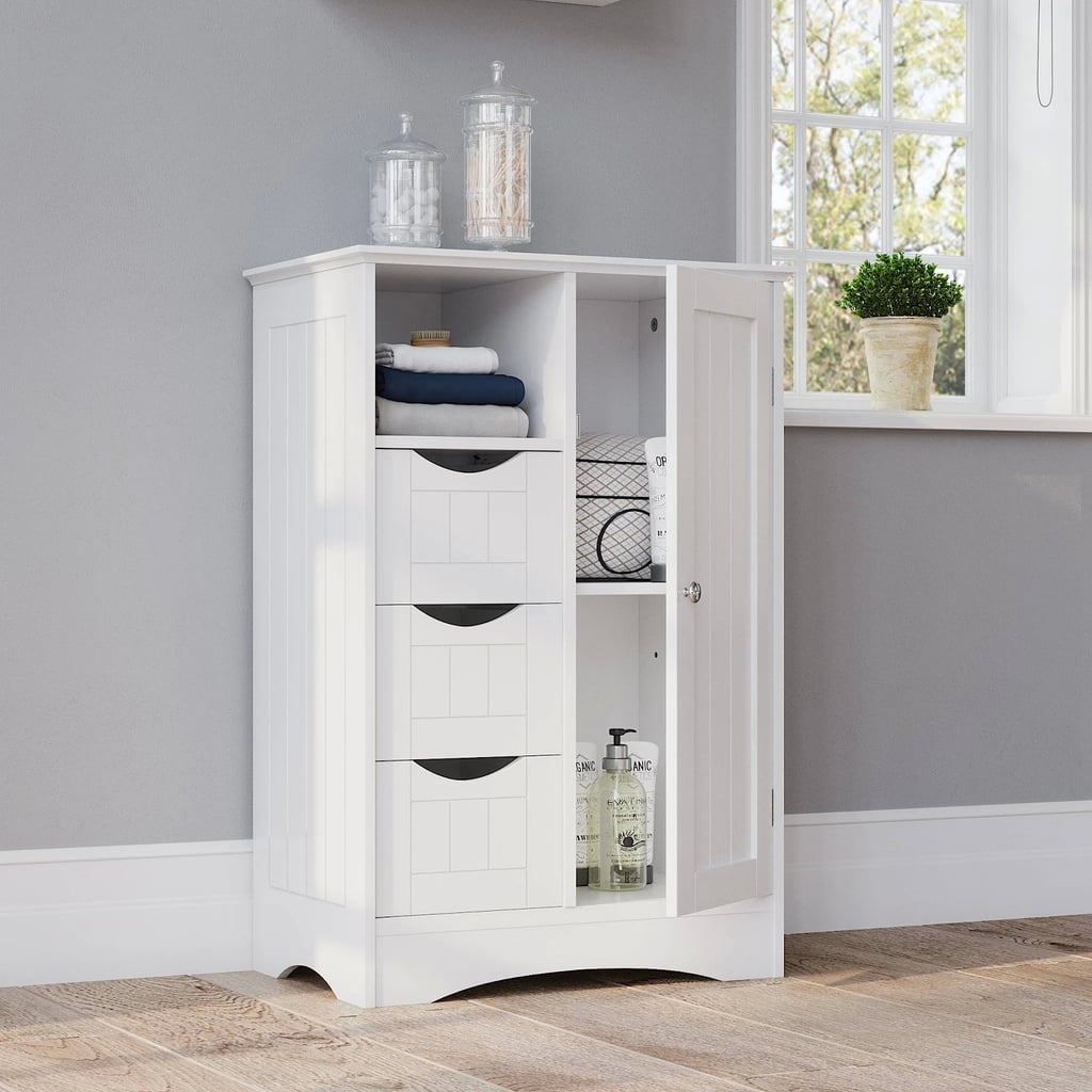 Free-Standing Bead Board Cabinet With Drawers