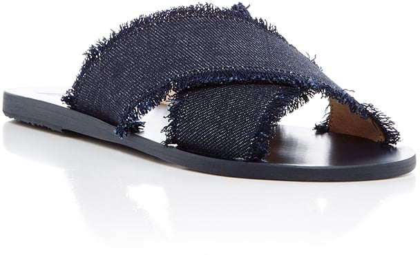 Ancient Greek Sandals Thais Dark Denim Slides ($235)