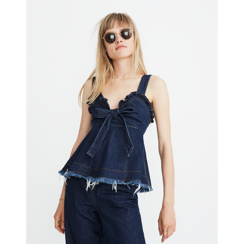 Raw-Edged Denim Top