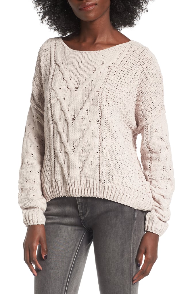 Women's Woven Heart Cable-Knit Sweater