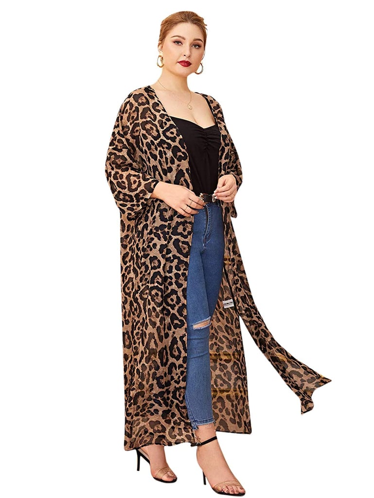 Shein Leopard Sheer Split Side Kimono