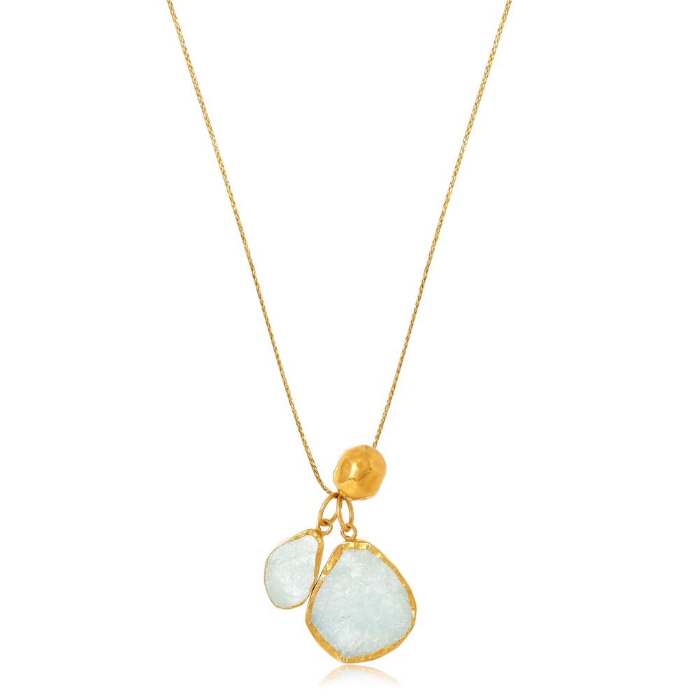 18k Gold Vermeil PSTM Afghanistan Aquamarine Double Pendant