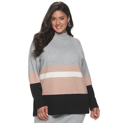 Apt. 9 x Cara Santana Plus Size Mockneck Colorblock Sweater