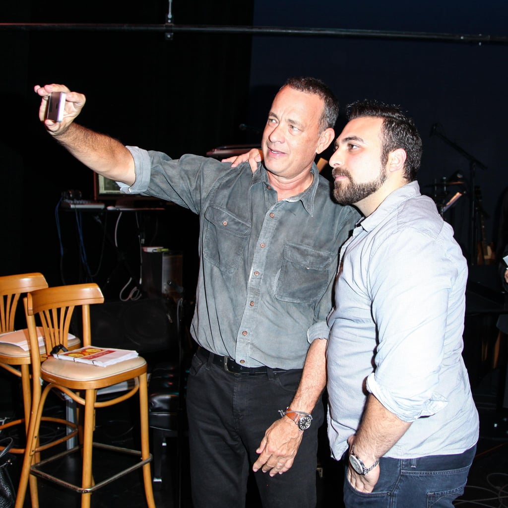 Tom Hanks took a snap with a friend in September 2013 at a Shakespeare festival at Santa Monica College.
Source: Aleks Kocev/BFAnyc.com