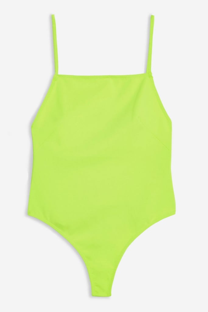 Topshop Neon Yellow Straight Neck Swimsuit