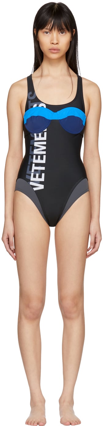 Vetements Black Double Logo Swimsuit