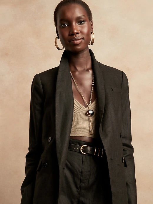 Banana Republic Double-Breasted Linen Blazer