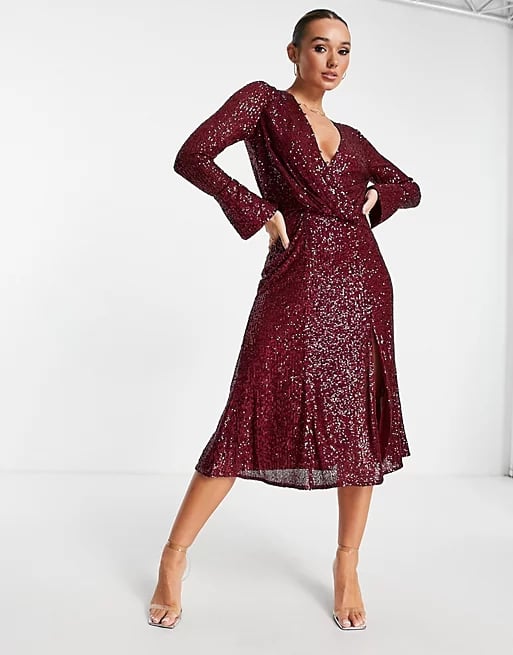 ASOS Design Embellished Drape Detail Midi Dress
