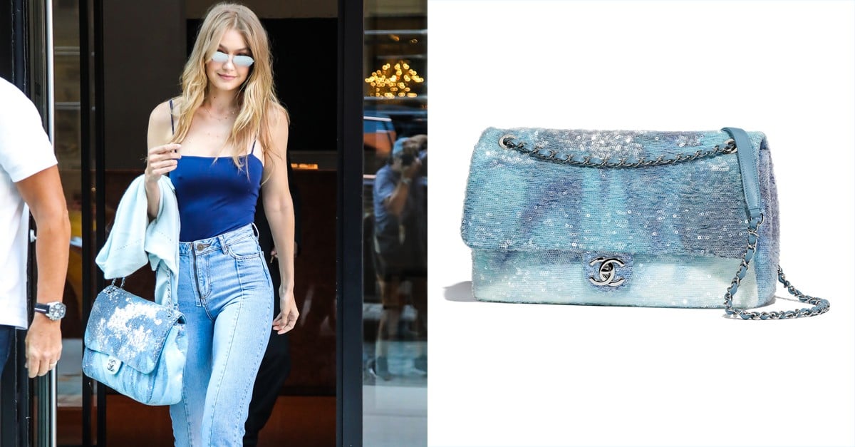 Gigi Hadid Blue Sequin Chanel Bag