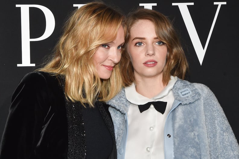 PARIS, FRANCE - JANUARY 22: Uma Thurman and her daughter Maya Hawke attend the Giorgio Armani Prive Haute Couture Spring Summer 2019 show as part of Paris Fashion Week  on January 22, 2019 in Paris, France. (Photo by Stephane Cardinale - Corbis/Corbis via