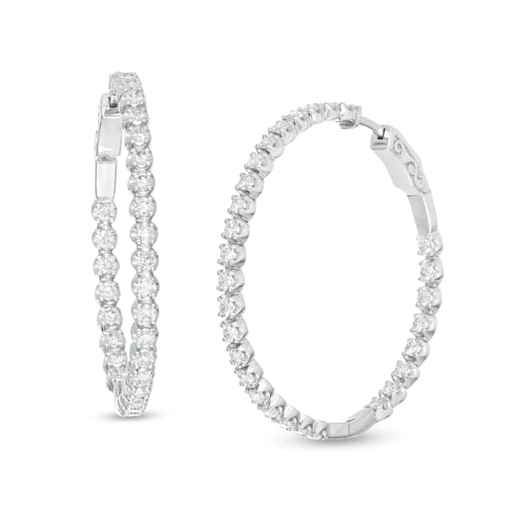 Zales Marilyn Monroe™ Collection 2 CT. T.W. Journey Diamond Inside-Out Hoop Earrings in 10K White Gold