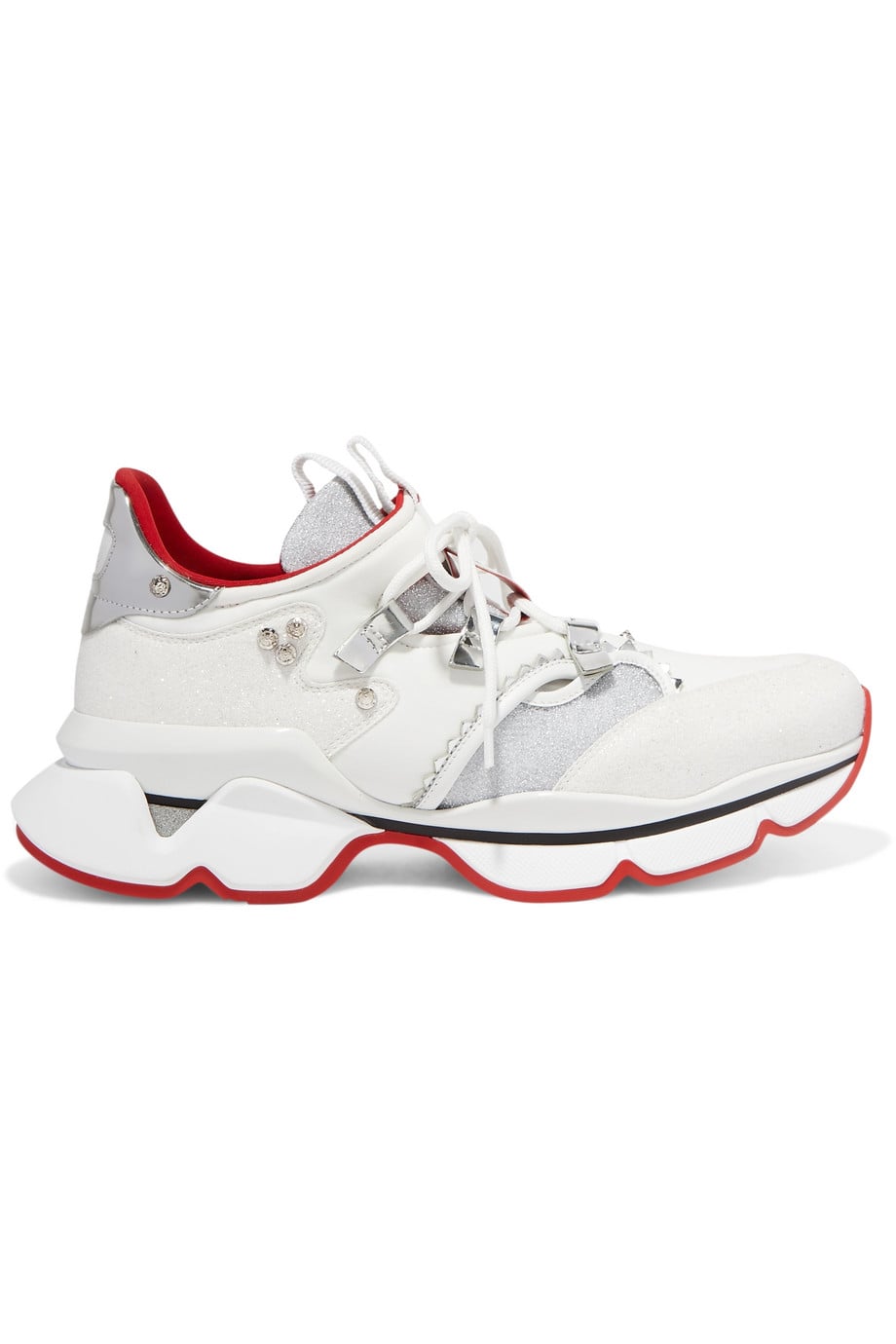 Christian Louboutin Red Runner Donna glittered mesh and leather
