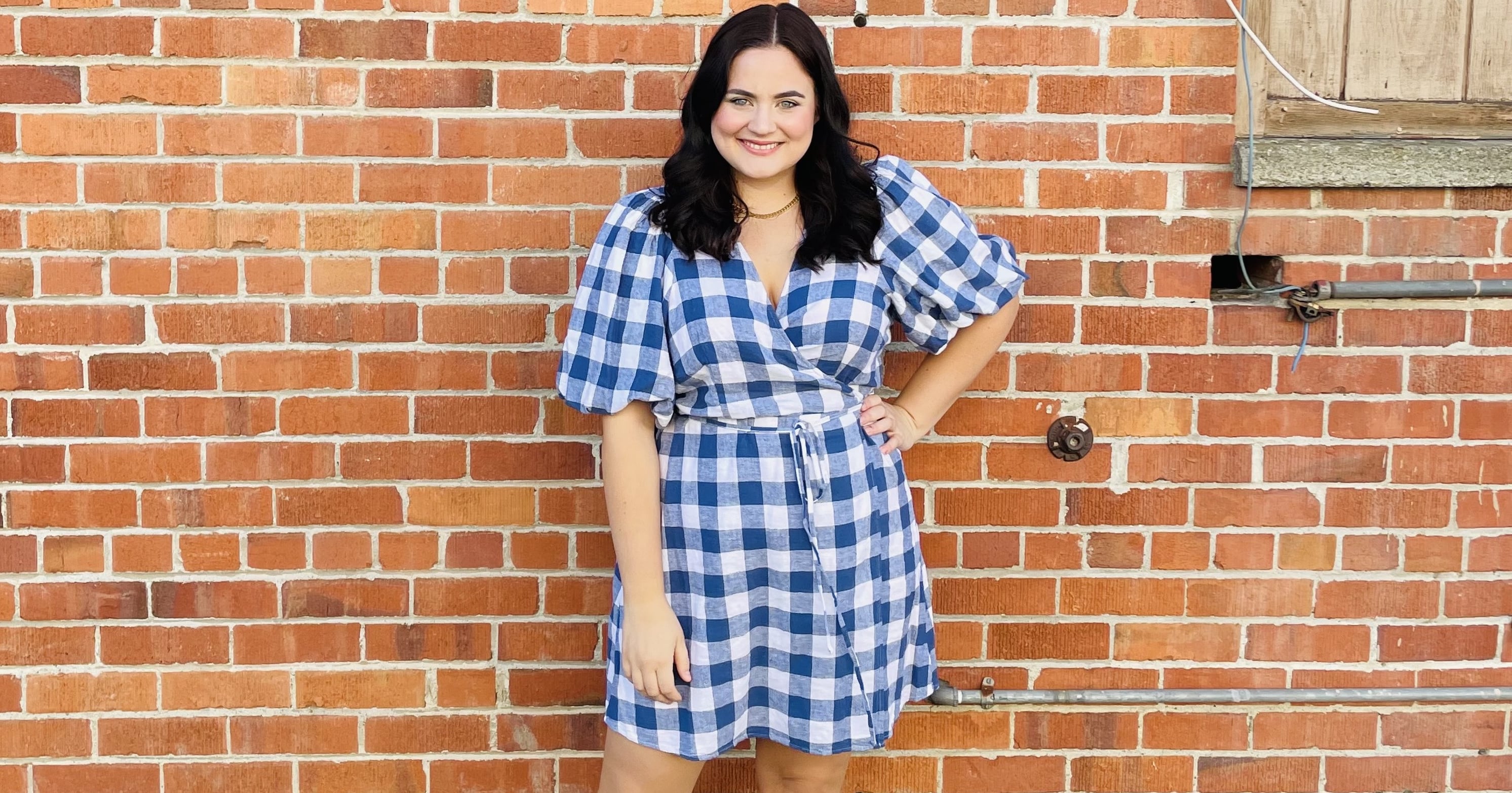 Old Navy Puff Sleeve Gingham Mini Wrap Dress Review Photos