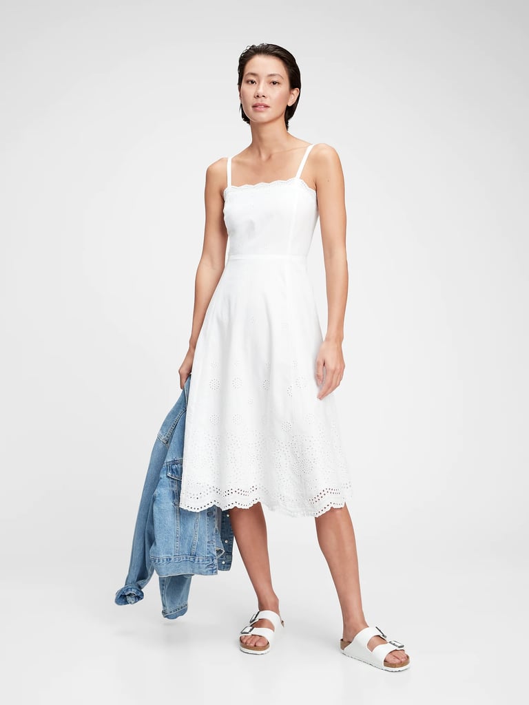 Gap Squareneck Eyelet Midi Dress