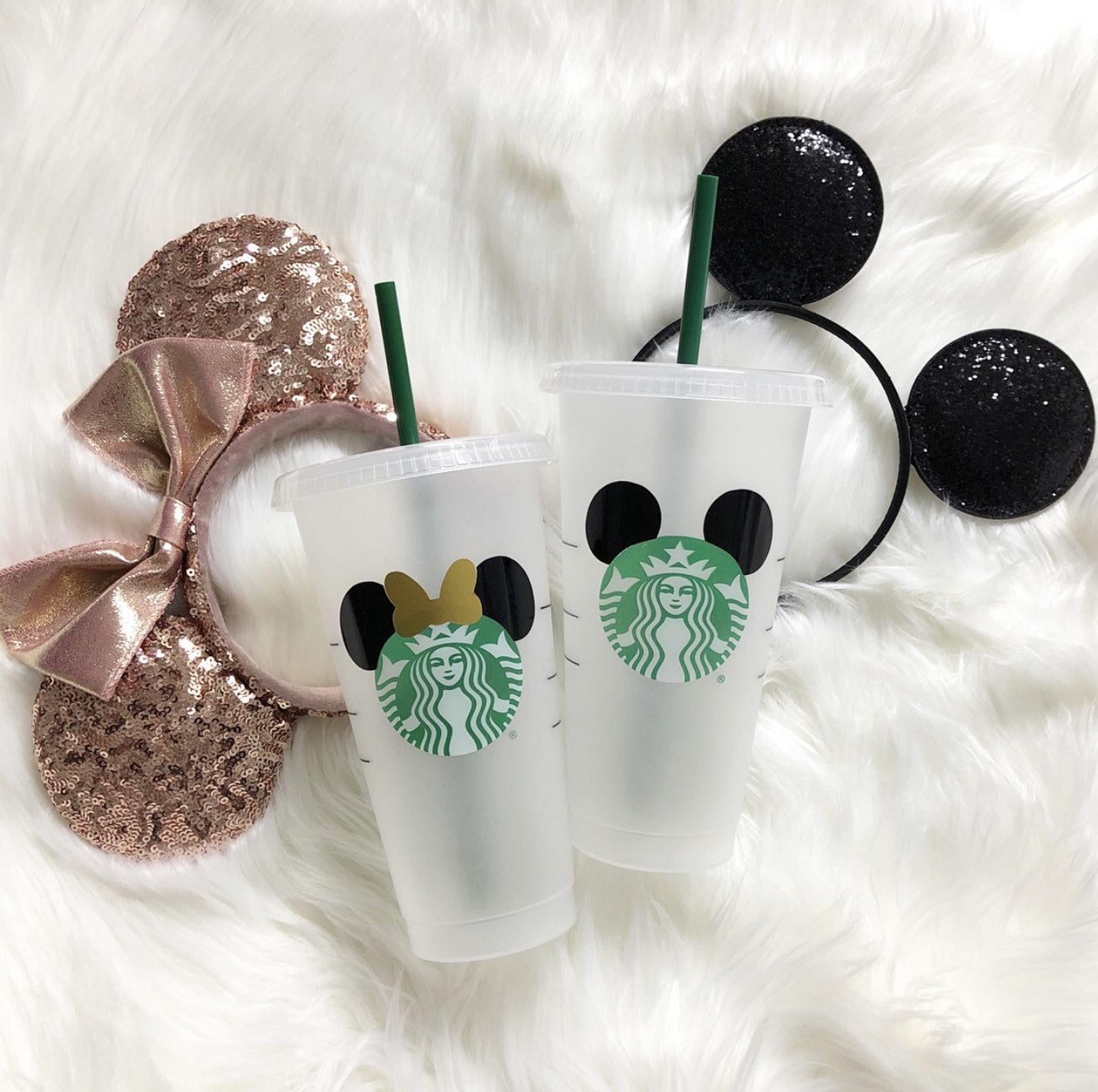 Disney Starbucks Cold Cup With Mickey Ears 