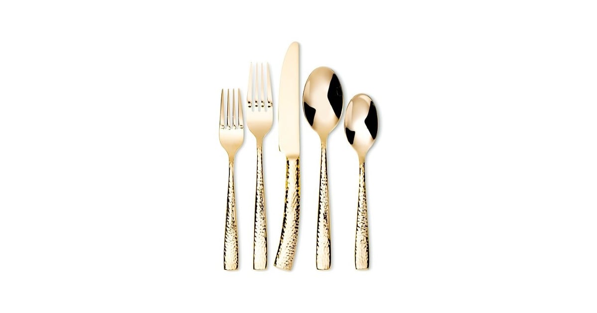 5Piece Hammered Gold Flatware (20) Best Gold Flatware POPSUGAR