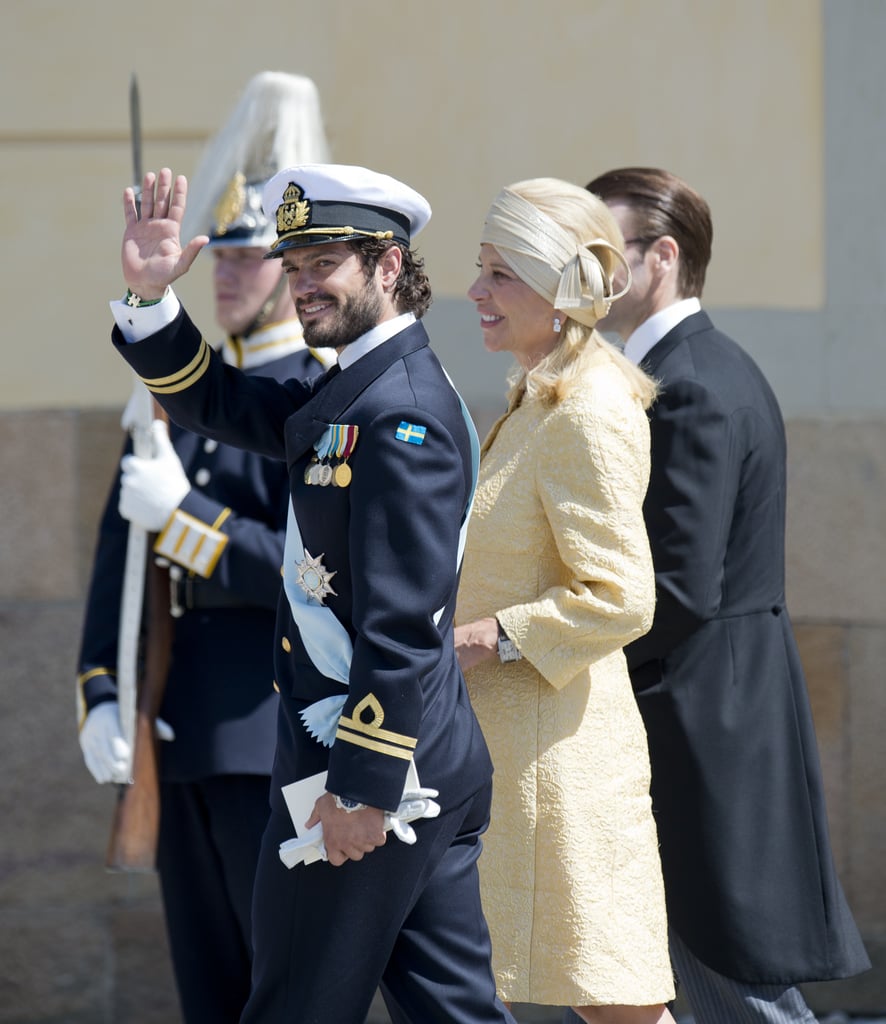 He gave a wave during Princess Leonore's christening in June 2014.