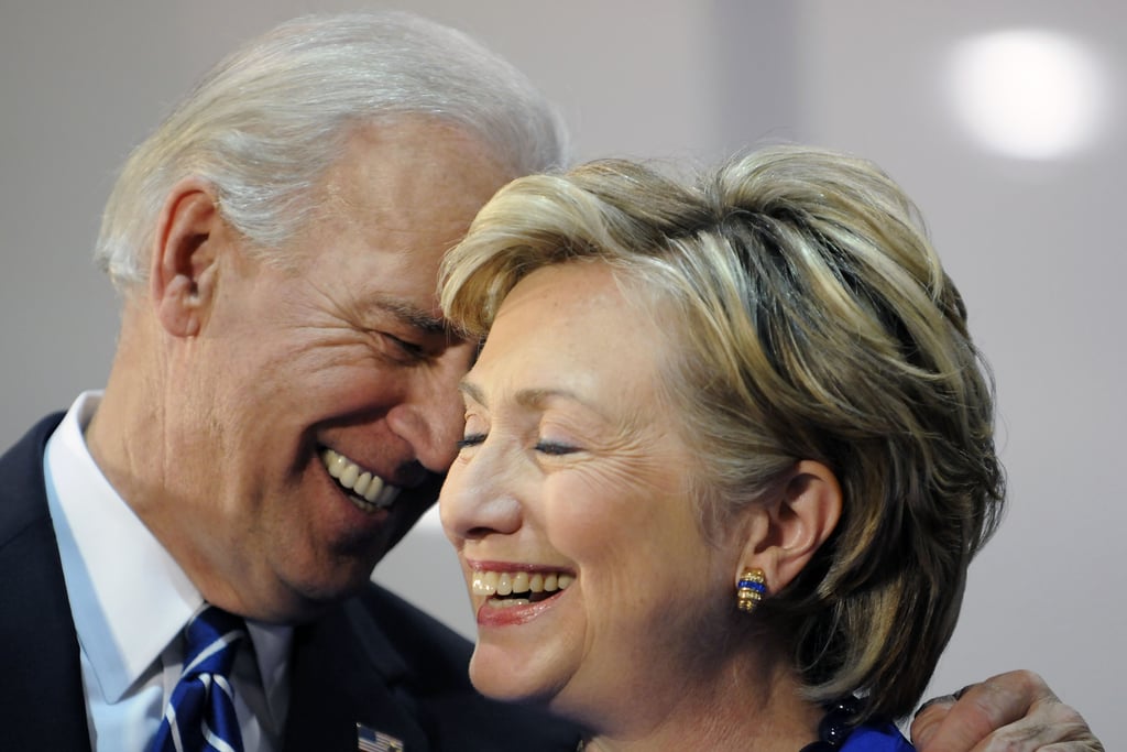 He's got inside jokes with Hillary Clinton.