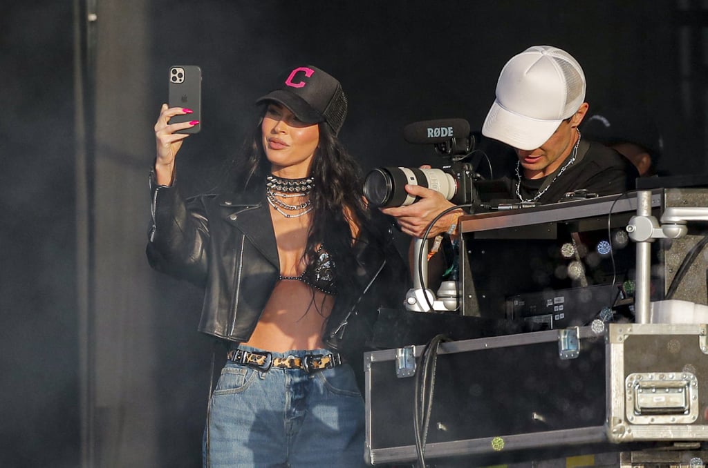 Megan Fox's Leather Bra Top and Jeans at Lollapalooza Chile