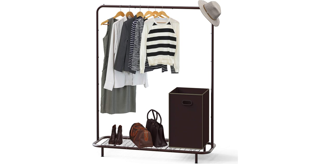 Simple Houseware Industrial Pipe Clothing Garment Rack With Bottom