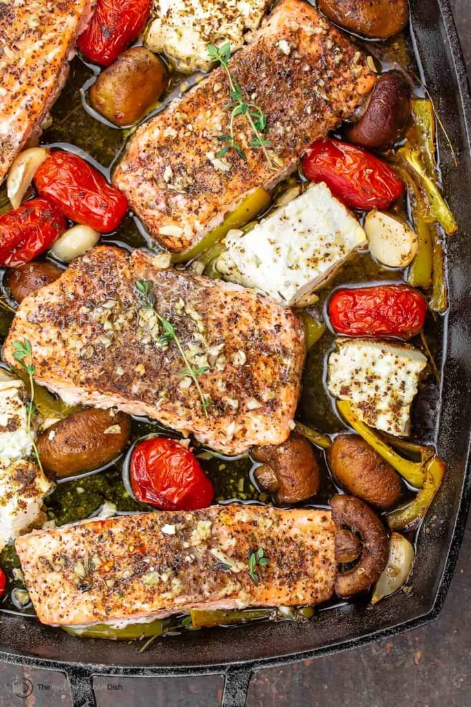 Salmon with Vegetables and Feta