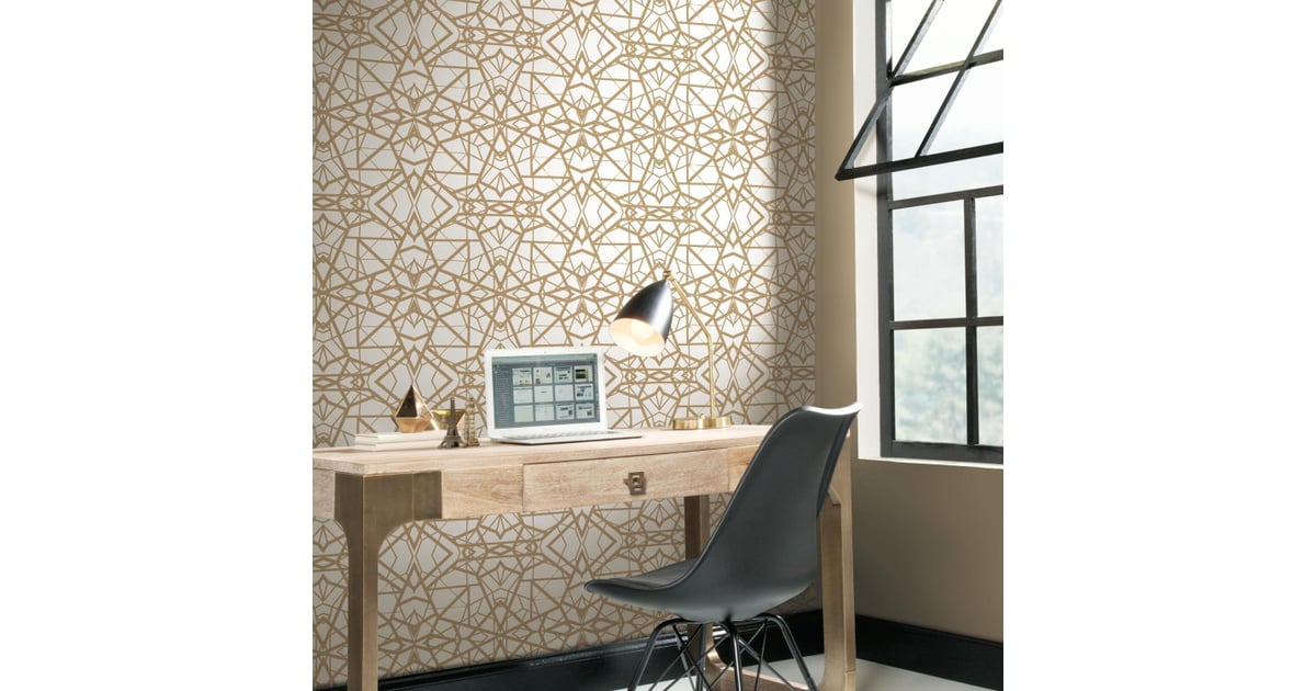 RoomMates White and Gold Shatter Geometric Wallpaper Best Bold Print Wallpaper POPSUGAR Home