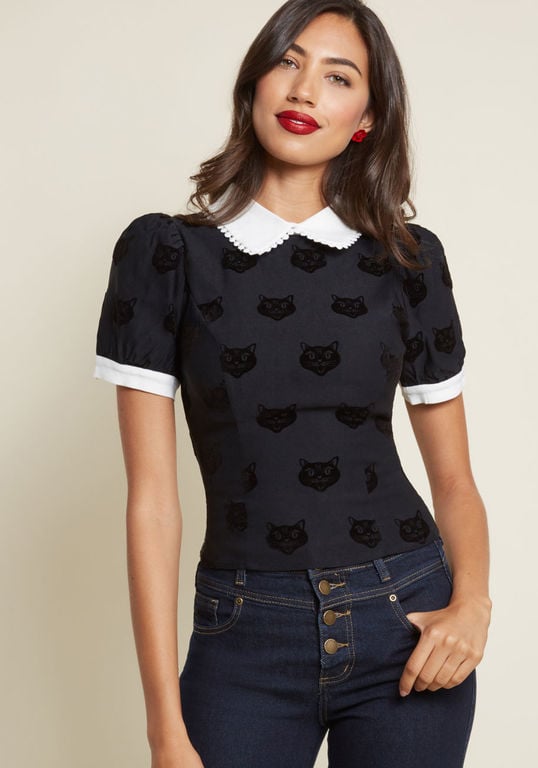Collectif x MC Polished Purr-suasion Collared Top