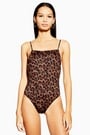 Topshop Animal Print Straight Neck Swimsuit