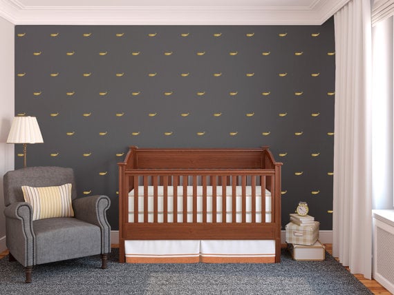 Gold Whale Wall Decals