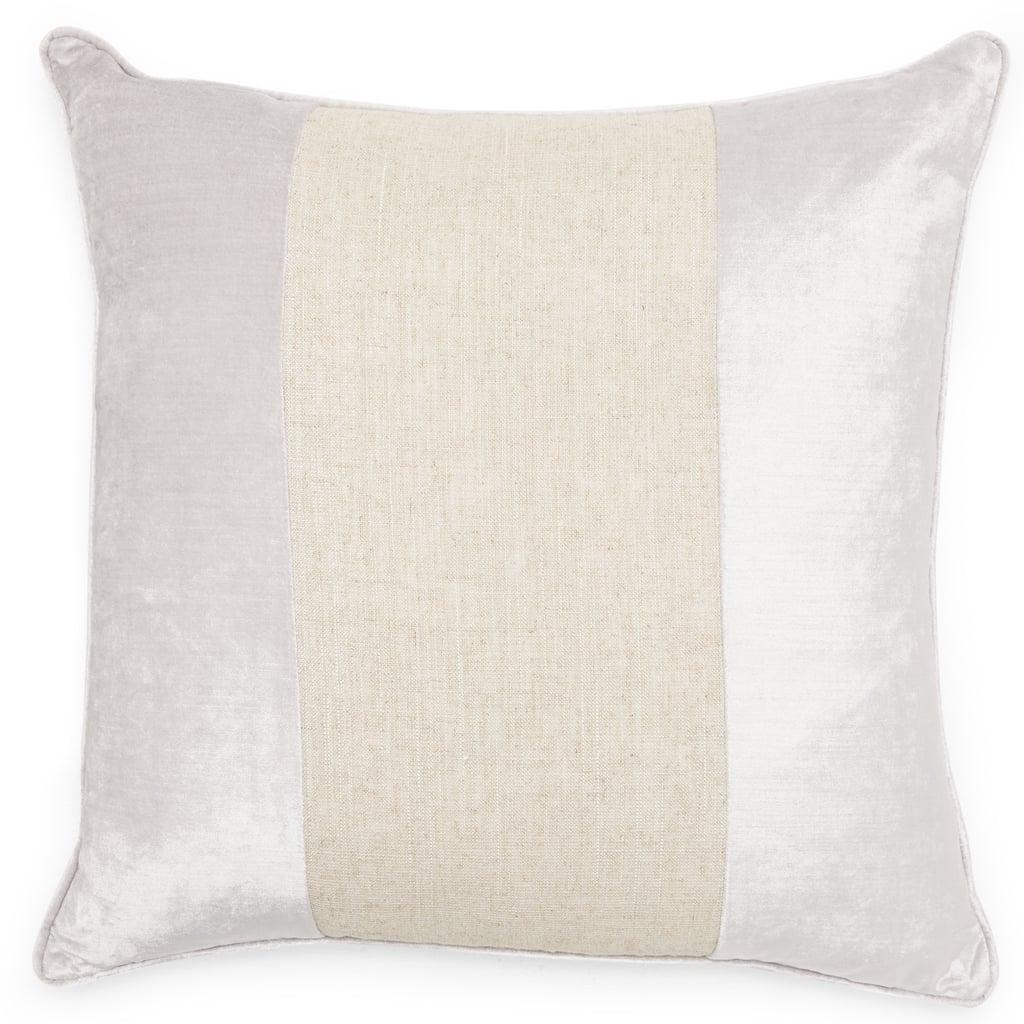 MoDRN Glam Striped Linen and Velvet Decorative Throw Pillow