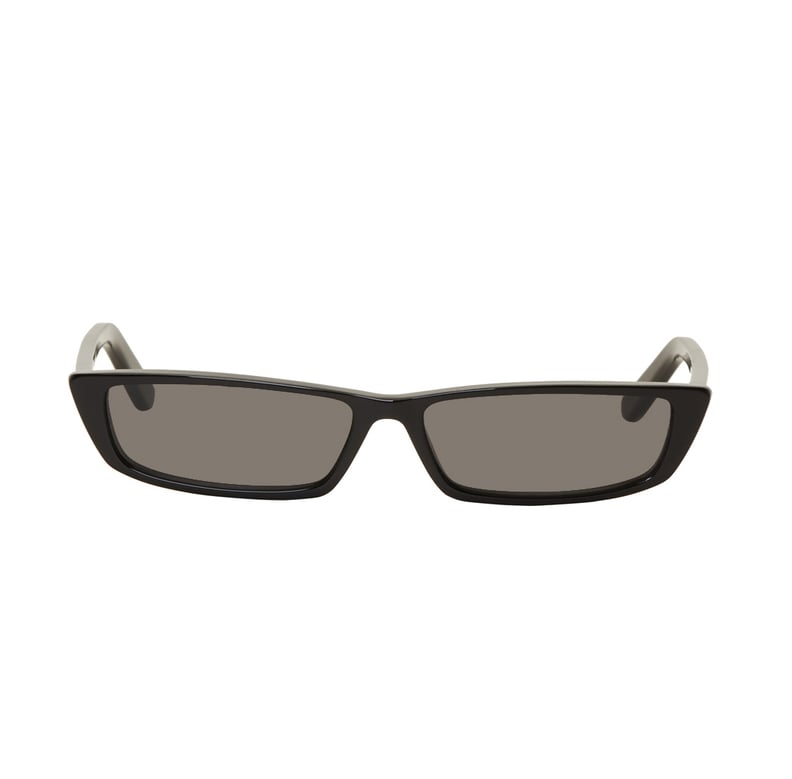 Balenciaga Black Thin Rectangular Sunglasses