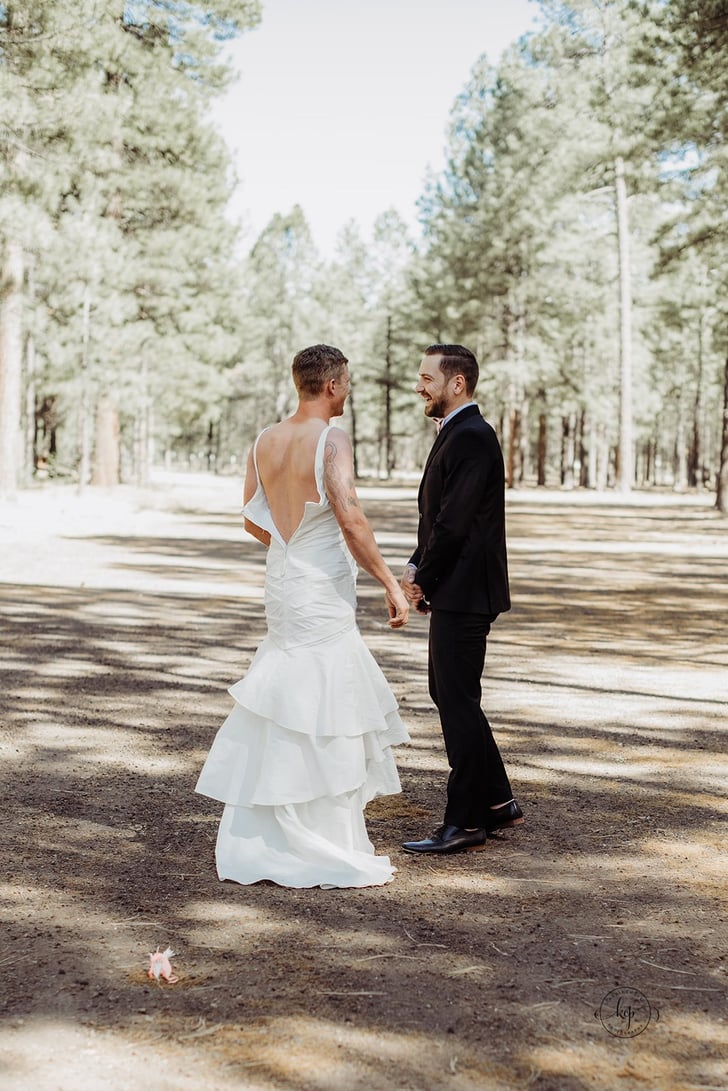 Bride Sends Brother  to Her First Look in a Wedding  Dress  