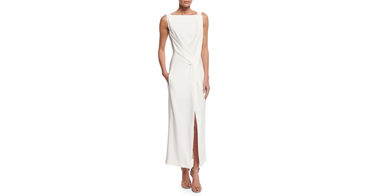 Maiyet Sleeveless Drape-Front Sheath Dress, Cream ($1,250) | Fancy ...