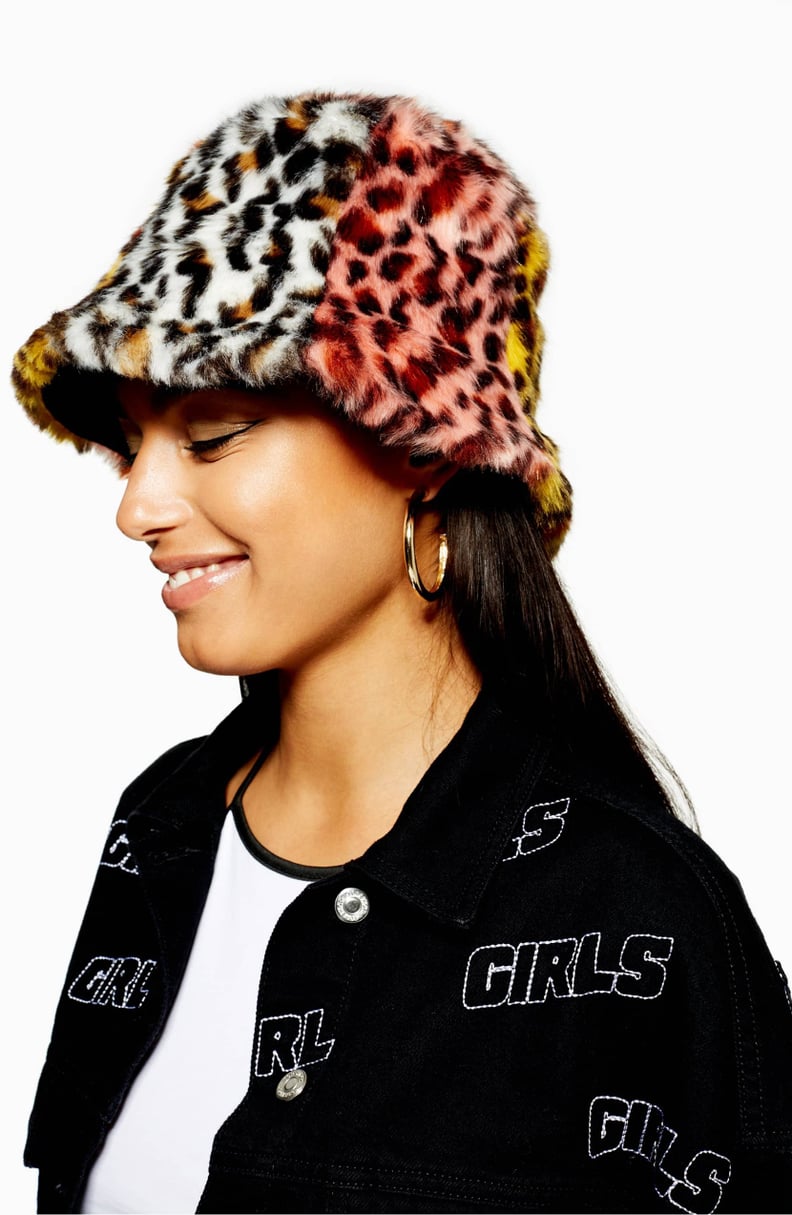 Topshop Mixed Animal Print Faux Fur Bucket Hat