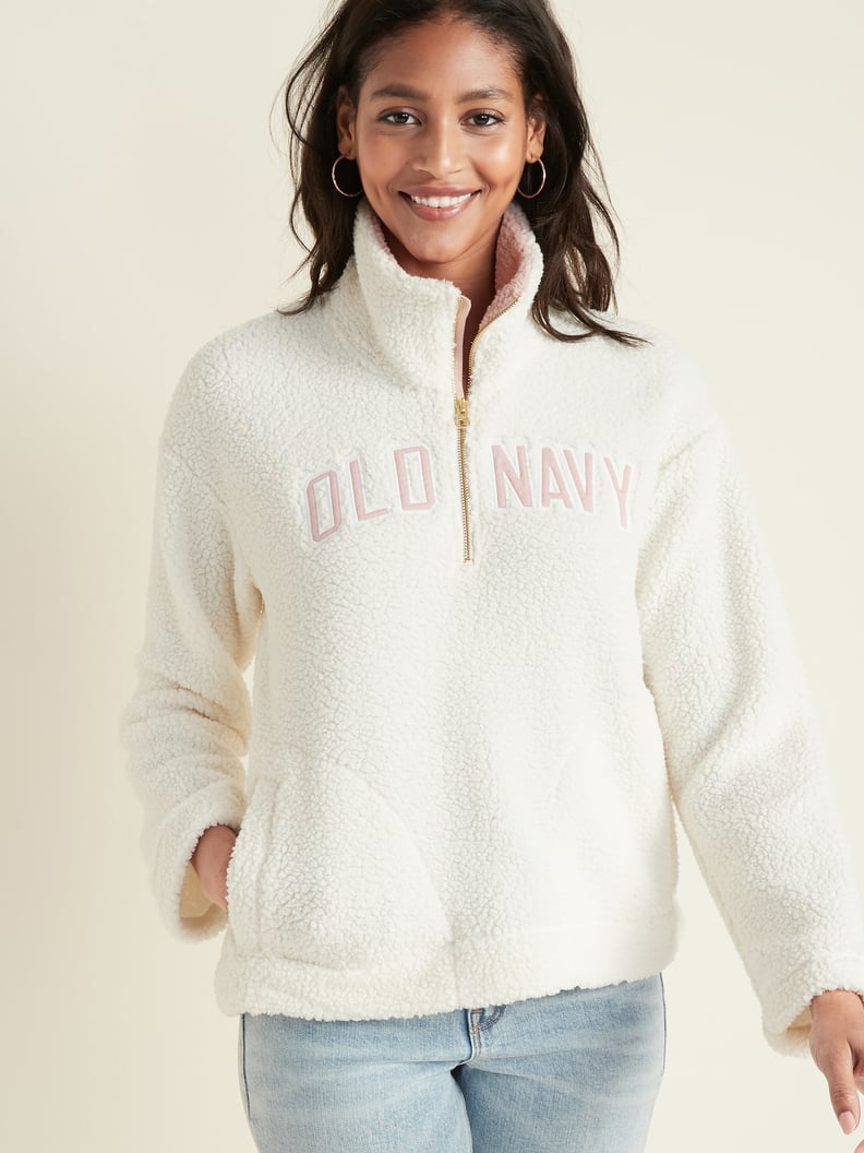 Old Navy Logo-Graphic 1/2-Zip Sherpa Pullover