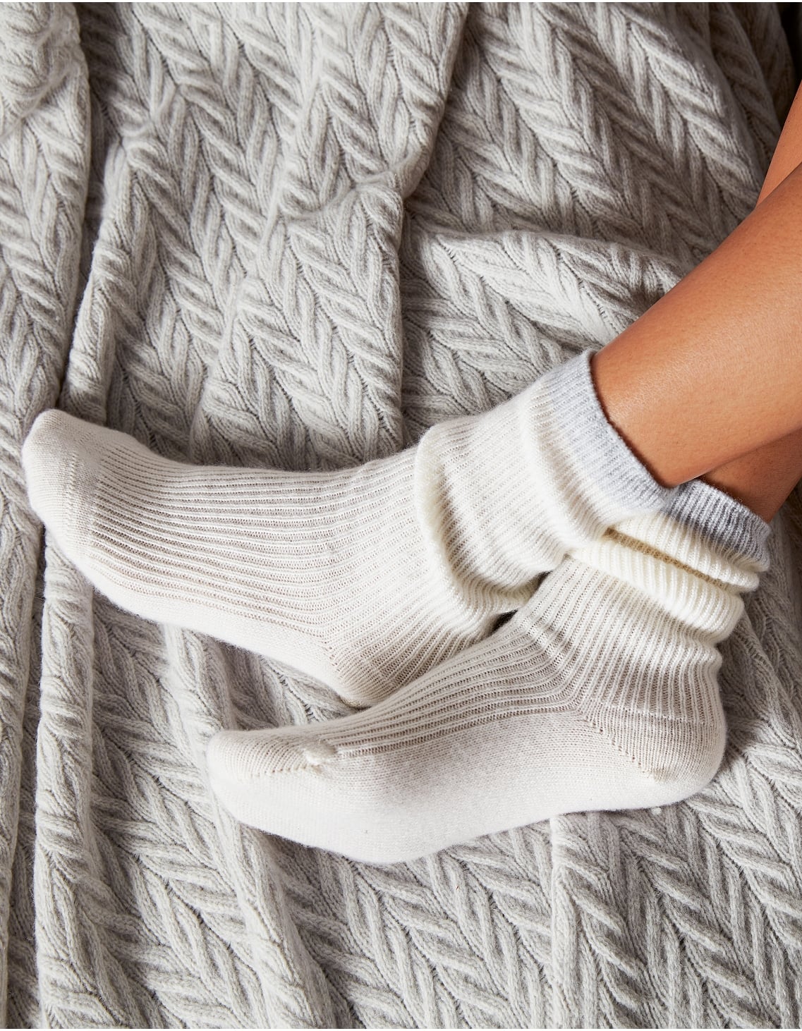 White company sale cashmere socks