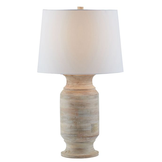 Bowery Table Lamp in White Wash With Fabric Shade