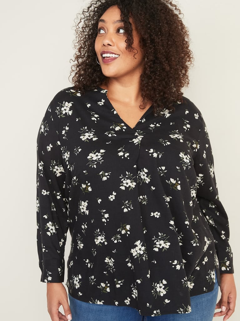 Old Navy Printed Split-Neck Plus-Size Blouse