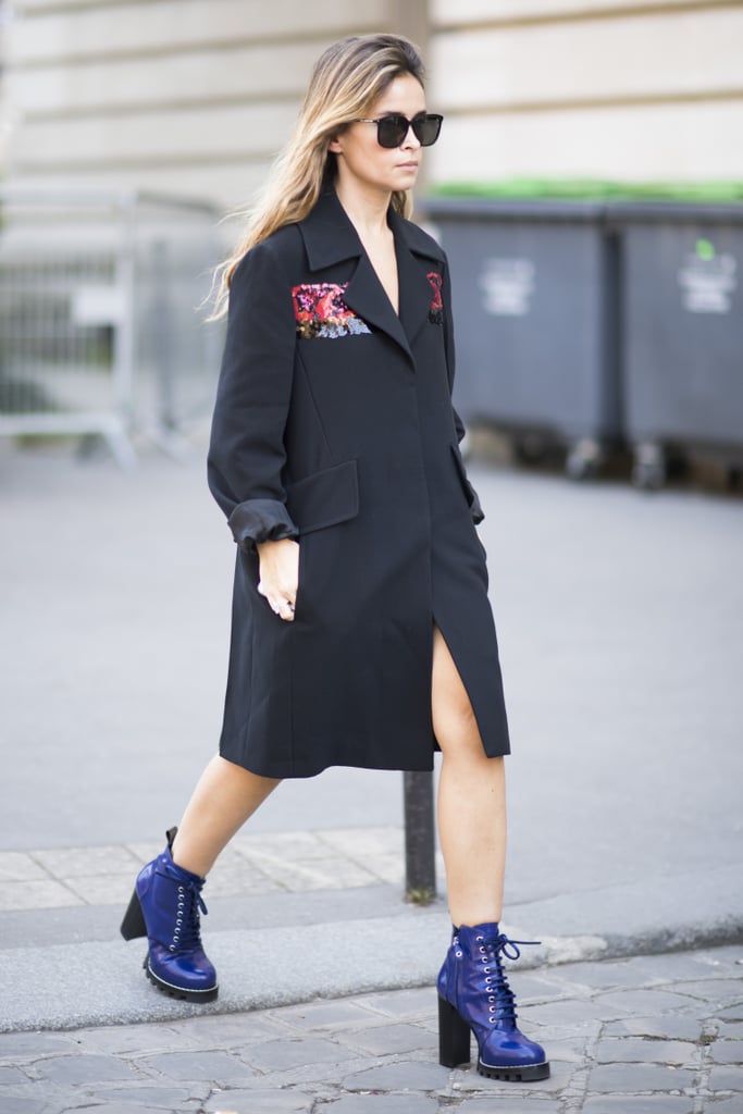 Invest in a long blazer coat embellished with a gathering of sequins, and wear it often. Find a versatile style you can throw over multiple work outfits.