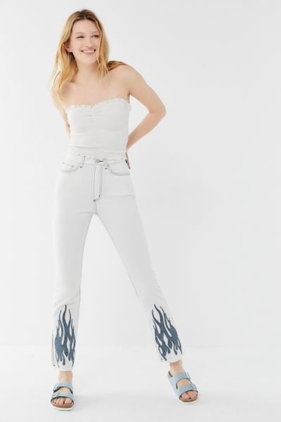 BDG Skylar Split-Ankle Slim Flare Jean — White Flame
