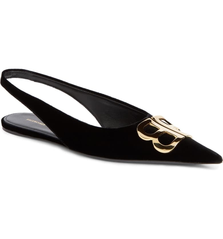 Balenciaga BB Logo Slingback Flat