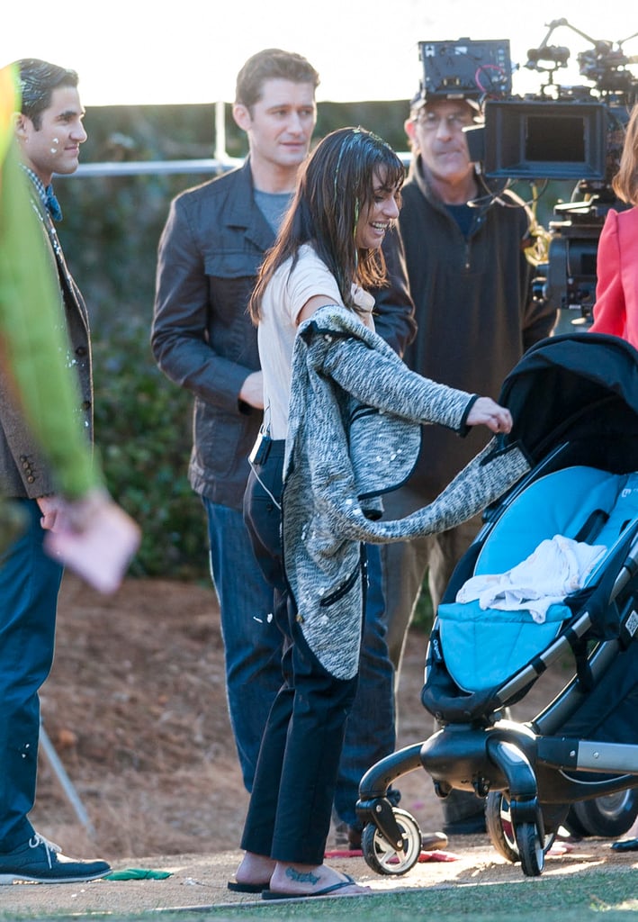 Lea Michele Getting Egged While Filming | Photos | POPSUGAR