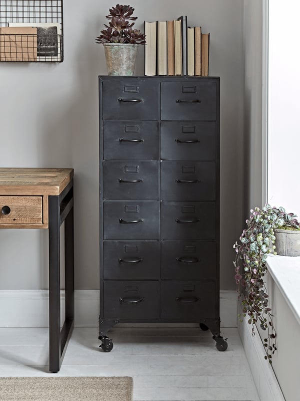 Cox & Cox Office Stylish Black Industrial Style Iron Cabinet